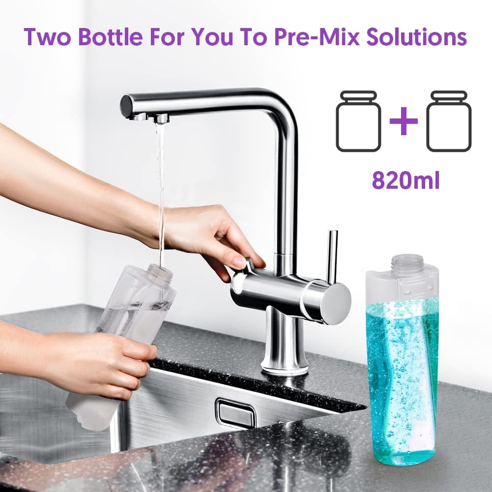 MEXERRIS Microfibre Spray Mop for Floor Cleaning Wet Dry Kitchen Floor Cleaning Mop with 2x Refillable Bottles 360°Rotatable Hardwood Mop for Laminate Wood Tiles 3x Reusable Pads and 1 Scrubber