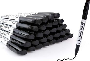 Volcanics Black Whiteboard Pens Dry Erase Marker with Low Odour Fine Tip Pack of 30