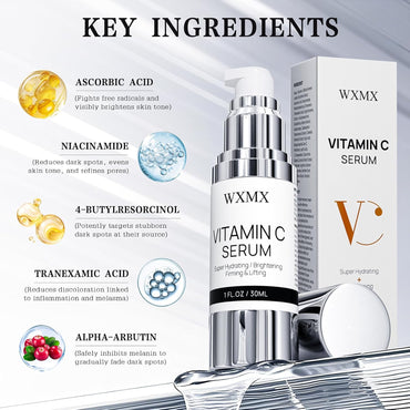 Super Vitamin C Face Serum for Mature Skin: All-in-One Hydrating Anti-Aging Formula by Vitamin C, Hyaluronic Acid, Caffeine-Firming, Lifting, Targets Dark Spots, Wrinkles, 1 fl oz (Pack of 1)