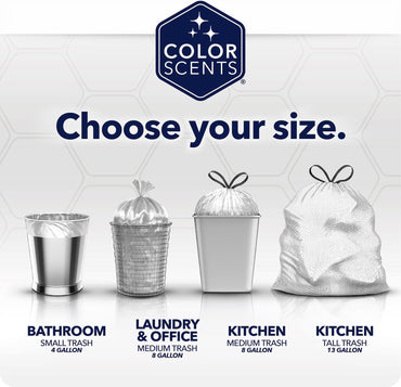 Color Scents Medium Trash Bags - 8 Gallon, 40 Bags (1 Pack of 40 Bags) Twist Tie - Cream Color Bag in Vanilla Flower Scent with Microban