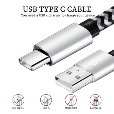 USB Type c Cable, 5 Pack (6FT) Nylon Braided USB C Cables 3A Fast Charging Charger for Samsung Galaxy S9/S8 Note8/9 20 10 S21 S20 S10 Plus C Cord