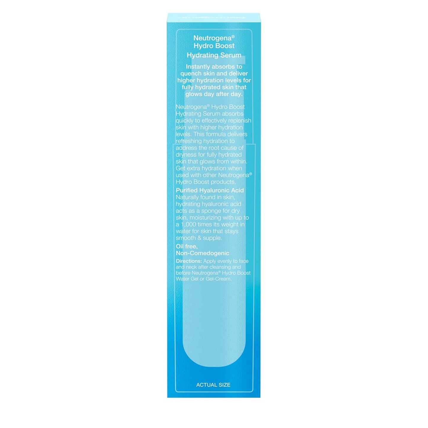 Neutrogena Hydro Boost Hydrating Hyaluronic Acid Serum, Hydrating Face Moisturizer For Dry Skin, Oil-Free Non-Comedogenic Moisturizer, 1 FL OZ