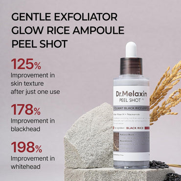 Peel Shot Glow Black Rice Ampoule - Soft Exfoliating Scrub & Blackhead Remover 80ml - Cart Shape