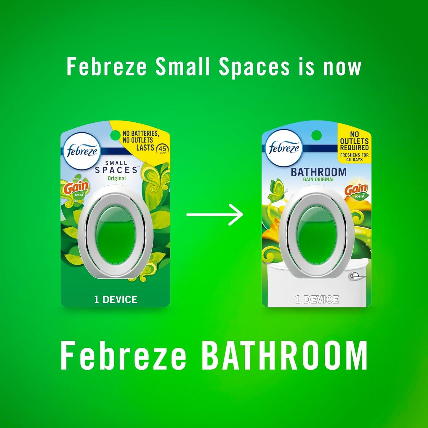 Febreze Bathroom Air Freshener, Odor-Fighting, Plug In Alternative, Air Fresheners for Home and Bathroom and Kitchen, Closet Air Fresheners, Pet & Litter Box Odor Fighter, Gain Original Scent, 4 Count