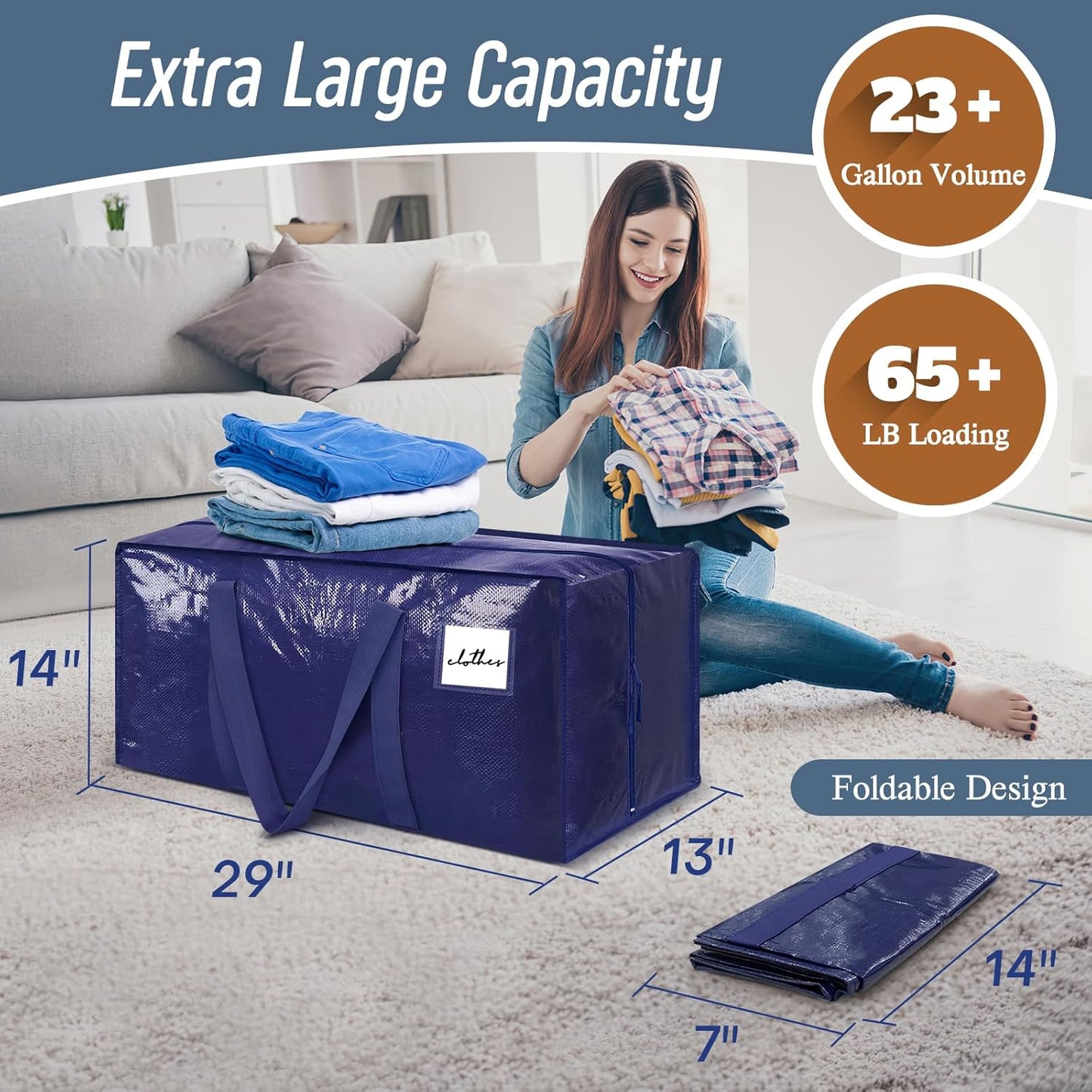 Fygrip 6-Pack Extra Heavy-Duty Large Moving Bags – Waterproof Storage Totes with Reinforced Zippers & Handles