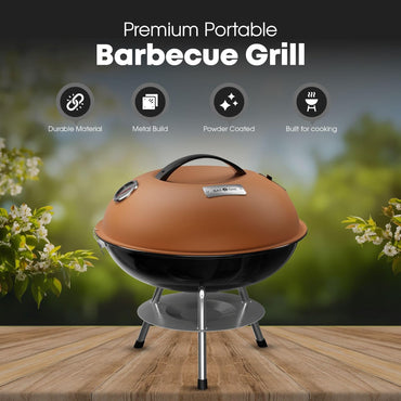 GasOne CG-14T – 14-inch Portable Barbecue Grill with 3-Point Locking Lid for Heat Preservation – Dual Venting System – Small Charcoal Grill for Backyard, Camping, Boat