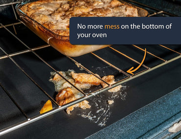 Oven Liners for Bottom of Oven (2 Pack) - Universal Non-Stick Liner for Fan Assisted Cooking, 32 x 50 cm Kitchen Essentials, Protector Sheets, Save Time & Clean Easily (Black)