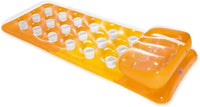 INTEX 18-Pocket Inflatable Pool Float Lounger with Pillow – 74" x 28" Raft for Adults – Suntanner Swimming Mat, Assorted Colors