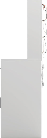 Lighted Makeup Vanity Desk, 35.4“W x 15.7'”D x 54“H, White (with Lights and Mirror, Dimming Function, 2 Drawers and 1 Cabiniet, Open Shelves) by Boahaus
