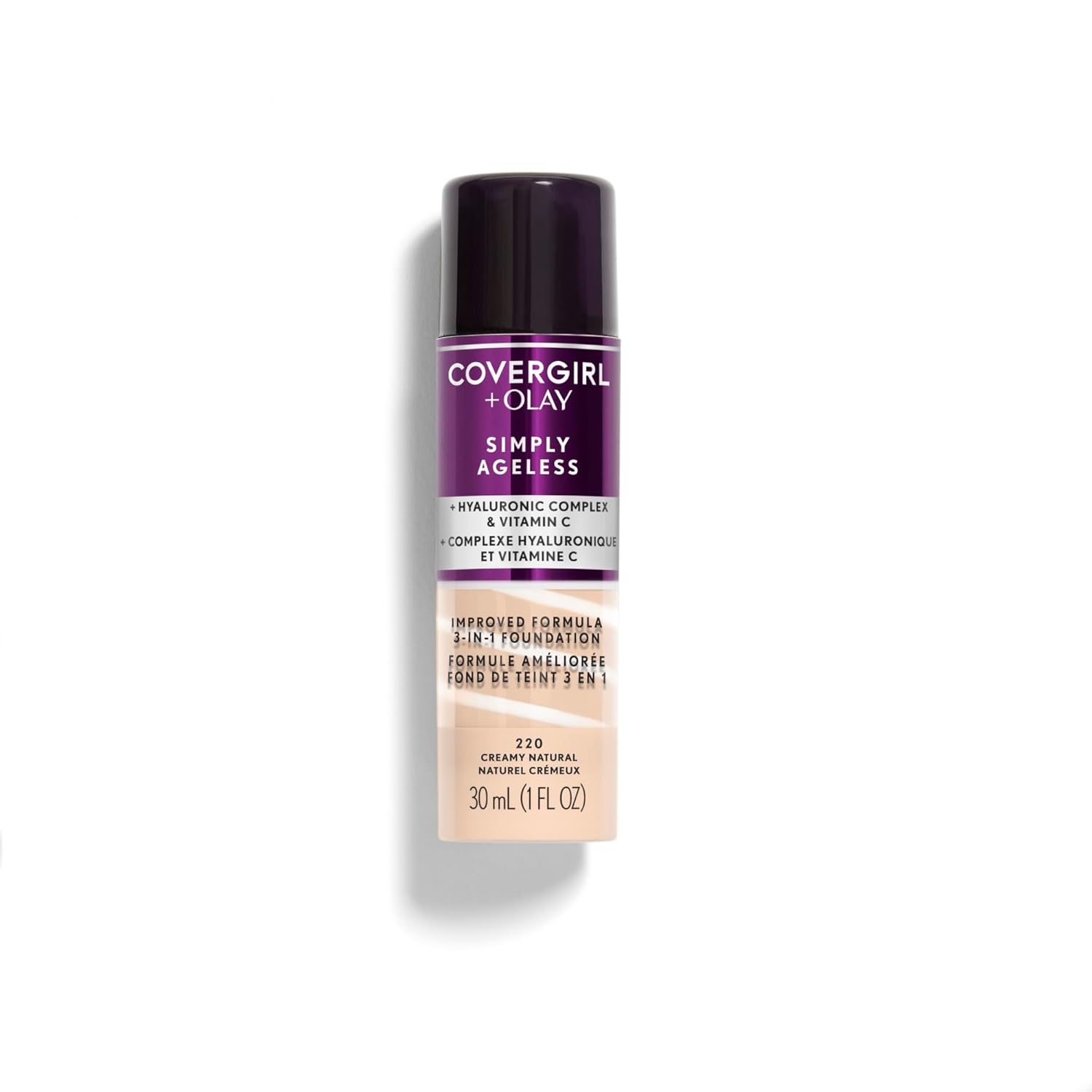 CoverGirl & Olay Simply Ageless 3-in-1 Liquid Foundation, Matte, Hyaluronic, Vitamin C - Cart Shape
