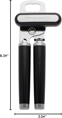 KitchenAid Classic Multifunction Can Opener and Bottle Opener Easy to Use, Razor Sharp Stainless Steel Cutting Wheel, Soft Ergonomic Handles, Black