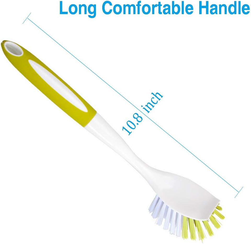 Washing Up Brushes for Dish Kitchen Sink Pot Pan Scrubbing with Durable Bristles, Yellow-green 3Pcs