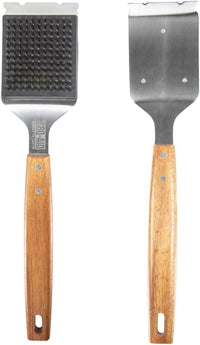 BBQ-Aid Grill Brush and Scraper for Barbecue – Grill Brush for Outdoor Grill with Extended, Large Wooden Handle and Replaceable Stainless Steel Bristles Head –No Scratch- BBQ Grill Brush for Any Grill