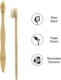 Bamboo Toothbrush Boar Bristles 100% Biodegradable and Natural 8 Pieces of One Pack