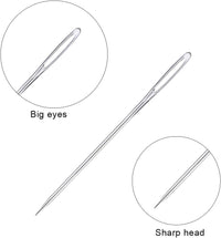 23 PCS Large Eye Sewing Needles, 2.36in Sewing Sharp Needles, Leather Embroidery Thread Needle, Stainless Steel Yarn Knitting Needle with a 3.3in Plastic Bottle