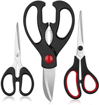 Kitchen Shears Set - QtoiKce Kitchen Scissors 3 Pack All Purpose Poultry Shears,Stainless Steel Sharp Utility Cooking Scissors for Home