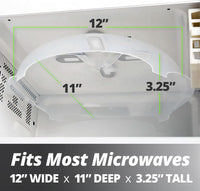 HOVER COVER Magnetic Splatter Cover, 12-Inch Clear BPA-Free Food Lid, Vented Plate Guard with Steam Vents, Anti-Splash Microwave Lid, Dishwasher Safe, Space-Saving Magnetic Storage - Gray