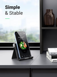 UGREEN Cell Phone Stand Holder for Desk Adjustable Compatible with iPhone 13 12 Pro Max 11 SE XS XR 8 Plus 6 7 Galaxy Note20 S20 S10 S9 S8 Foldable Black