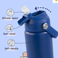 Kerilyn 12oz Kids Water Bottle, Stainless Steel Insulated Water Bottle, Toddler Cup with Straws Leak-Proof, Kids Water Bottles for School Boys Girls, BPA Free, Blue