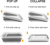 Collapsible Dish Drying Rack Portable Dinnerware Drainer Organizer for Kitchen RV Campers Travel Trailer Space Saving Kitchen Storage Tray