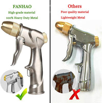 FANHAO Upgraded Garden Hose Nozzle Sprayer, 100% Heavy Duty Metal Handheld Water Nozzle High Pressure in 4 Spraying Modes for Watering Plants and Lawn, Car Washing, Patio and Pet