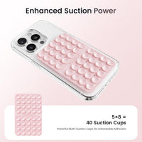 Klearlook Silicone Double-Sided Suction Cup Phone Case Detachable Mount, Sticky Phone Grip with Higher Suction Power for iPhone, Hands-Free Phone Accessories Holder for Selfies and Videos, Light Pink