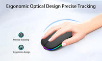 Wireless Bluetooth Mouse Rechargeable Laptop Mice with LED Use Portable(BT5.2 and USB 2.4G) Dual Mode Connection Silent Slim Computer Mouse for Laptop/iPad Tablet/Apple MacBook/PC (Black)