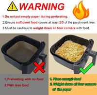 BYKITCHEN Air Fryer Parchment Paper Liner, 50PCS Square Air Fryer Liners Disposable, Greaseproof Paper, Compatible with COSORI, Ninja, Tefal, Russell Hobbs Fryers