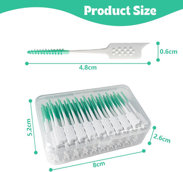 Dental Floss Picks Soft Silicone interdental Brush, Braces Brush, Floss Picks for Teeth, Disposable interdental Brush, Suitable for Cleaning Teeth Health(Green, 160pcs)