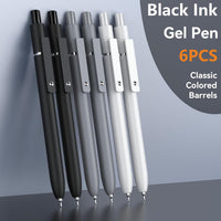 Gel Pens, 6 Pcs 0.5mm Fine Point Black Ink Pen With Smooth Writing, Office Desk Accessories, Writing Supplies Gifts for Men Women, Quick Dry Pens Ballpoint For Journaling, Black/Gray/White