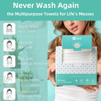 Ultra Thick Disposable Face Towels, Lint-Free Wipes for Makeup Removal, 50 Count - Cart Shape