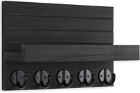 Wall Key Holder with Shelf, Hooks for Bags & Coats, Paulownia Wood, 9.8 x 6.7 x 4.2 - Cart Shape