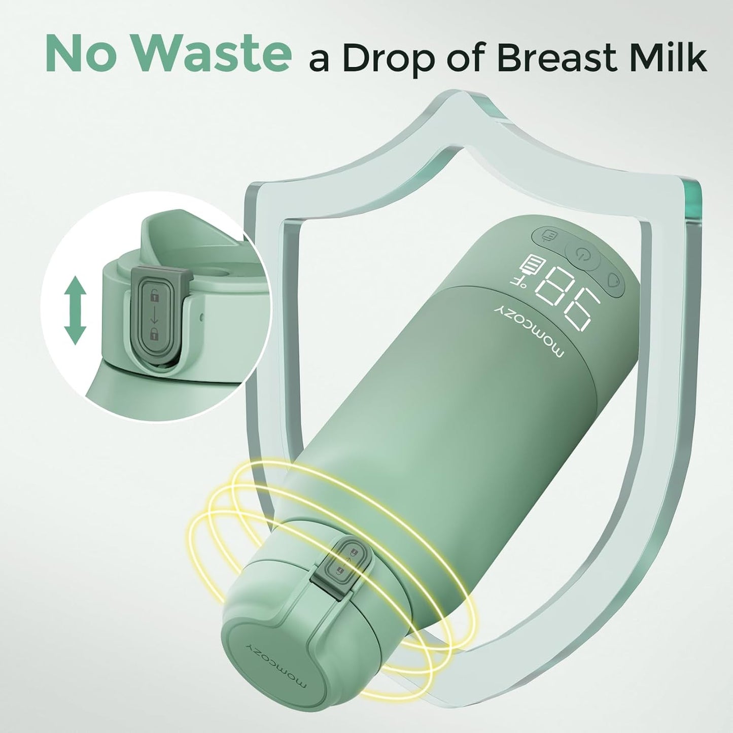 Momcozy Portable Bottle Warmer – Dual Heating for Breast Milk & Water, Fast & Wireless, 17oz Capacity, Travel-Ready