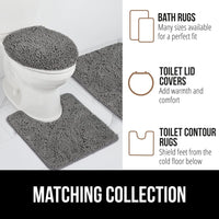GORILLA GRIP Bath Rug Mat, Thick Soft Absorbent Chenille, Quick Dry Microfiber Mats, Rubber Backing Washable Shower Floor Rugs, Bathmat Runner, US Designed Bathroom Home Decor Accessories 24x17, Grey