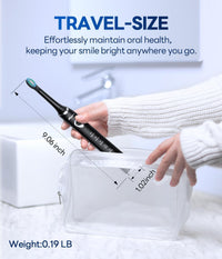 Bymore Electric Toothbrush for Adults, Sonic Rechargeable Toothbrush with 8 Brush Heads, 330-Day Battery, 5 Cleaning Modes & 2-Min Timer, Travel-Friendly Ultra Clean Design – Black
