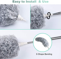 Vicloon Extendable Microfiber Duster, Feather Duster with Extra Long 96 inches Telescopic Pole and Bendable Head,Washable,Hand Duster for Cleaning High Ceiling Fans, Cars, Blinds, Cobweb (Grey)
