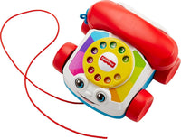 Fisher-Price Toddler Pull Toy Chatter Telephone Pretend Phone with Rotary Dial and Wheels for Walking Play Ages 1+ years