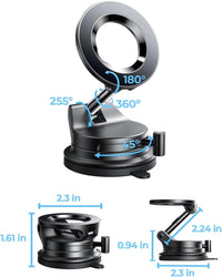 LISEN Vacuum Magnetic Phone Holder for Car, Magsafe Car Mount 360 Adjustable Vacuum Suction Cup, Phone Mount for Car Accessories/Windshield/Mirror/Kitchen/Gym for iPhone 17 Pro Max 16 15 14 13