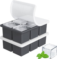 Large Ice Cube Tray for Whiskey: FDDBI Silicone Ice Cube Trays with Lid - 2Pack Big Square Old Fashioned Ice Cube Maker for Cocktail - 2inch Huge Cubed Ice Trays for Whisky