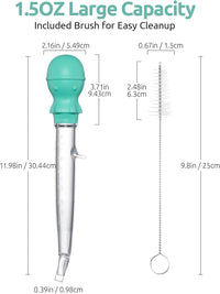U-Taste 1.5oz Angled Turkey Baster - 228.2℉ Heat Resistant Food Grade Tritan and Silicone Large Octopus Bulb Baster Set with Cleaning Brush for Cooking Basting Meat Poultry Beef Chicken (Aqua Sky)