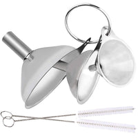 Metal Stainless Steel Funnel, Large Medium Small Funnel Set of 3, Food Grade Mini Funnels for Kitchen Use Filling Bottles Flask Cooking, 2 Brushes YLYL