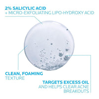 La Roche-Posay Effaclar Medicated Gel Cleanser, 2% Salicylic Acid Cleanser + LHA + Glycerin, Dermatologist Tested Foaming Acne Face Wash, Clear & Prevent Acne Breakouts, Oil Free, Targets Excess Oil