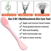 Facial Cleansing Brush, 2 in 1 Silicone Face Mask Brush & Face Scrubber, For Exfoliating, Massaging, Remove Blackheads, Makeup Skincare Removal, Applicator for Mud, Clay, Body Lotion, DIY Mask