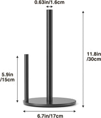 Paper Towel Holder Black, Premium Stainless Steel Kitchen Roll Dispenser, Countertop Roll Organizer with Weighted Base