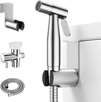 Arofa Handheld Toilet Bidet Sprayer for Toilet-Adjustable Water Pressure Control with Bidet Hose for Feminine Wash, Stainless Steel Brushed Nickel Bidet Faucet Cloth Diaper for Baby Wash