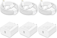 i Phone Charger Fast Charging-20W USB-C Block with 6 Ft Cord [MFi Certified] Compatible with i Phone 14/13/12/11/X Series, i Pad & More [3 Pack]