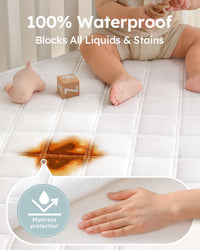 Yoofoss Waterproof Crib Mattress Protector 2 Pack, Quilted Crib Mattress Pad Cover Ultra Soft and Breathable, Machine Washable Toddler Mattress Protector for Standard Baby Crib Size 52''x28''
