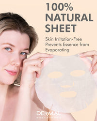 DERMAL Korean Collagen Face Mask – Hydrating & Soothing Sheet Mask with Panthenol – Hypoallergenic Calming Moisture Care for All Skin Types – 24 Combo Pack