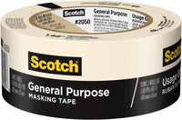 Scotch General Purpose Masking Tape, 1.88 in x 60.1 yd, Beige, Sticks for Up to 5 Days, Removes Easily Without Leaving Sticky Residue, Easy-to-Tear Masking Tape (2050-48MP)