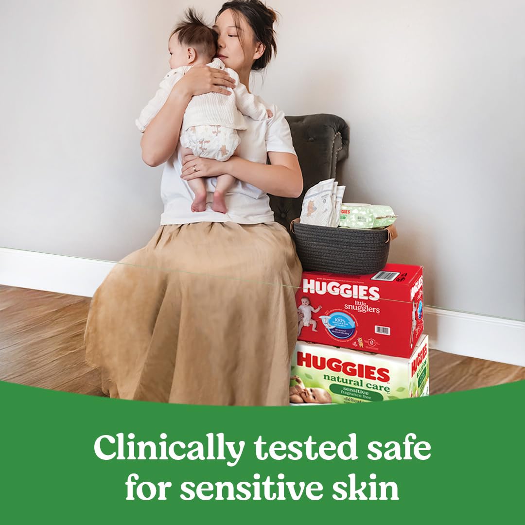 Huggies Natural Care Sensitive Baby Wipes – 768 Count (12 Flip-Top Packs), Unscented & Hypoallergenic